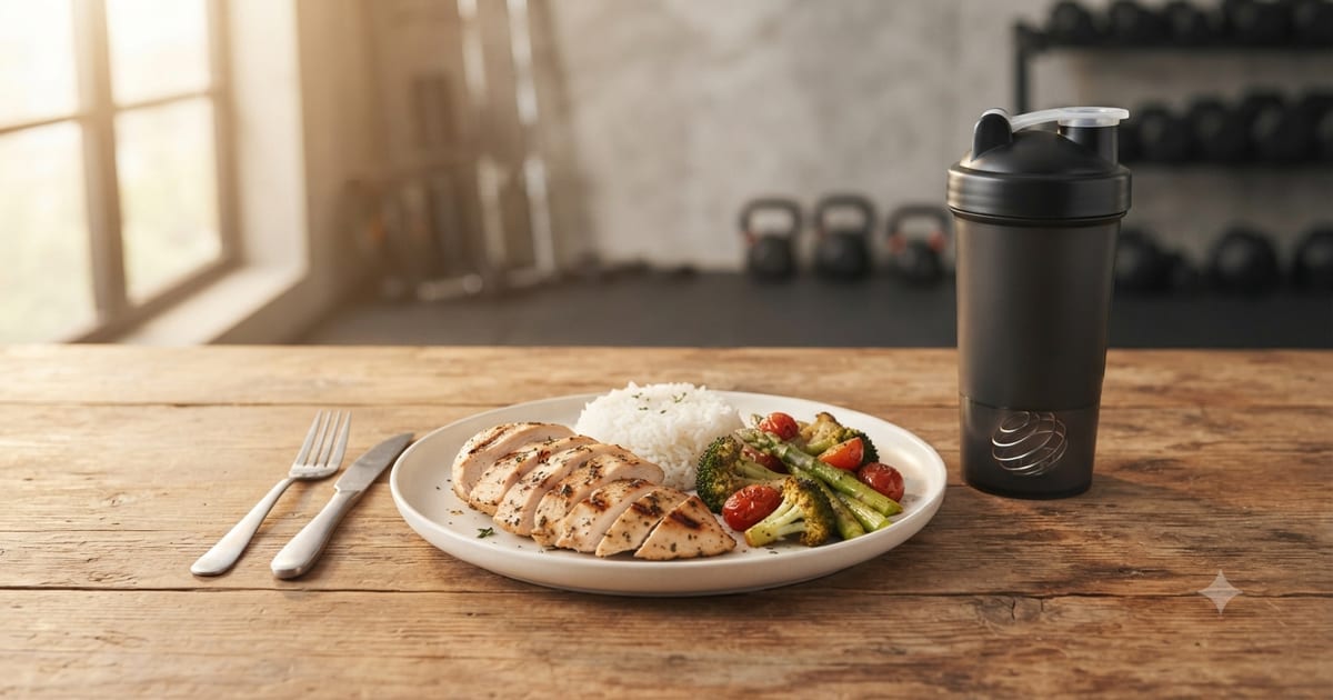 Refeição balanceada com carboidrato e proteína para o treino